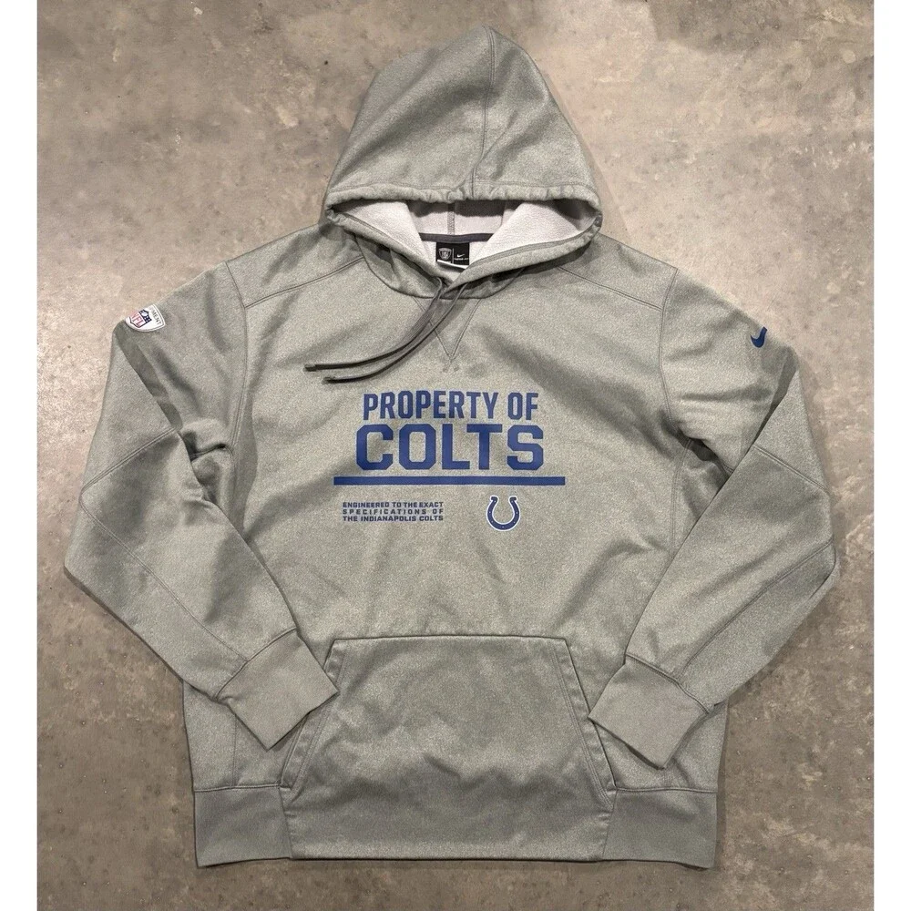 Nike Indianapolis Colts Thermafit Hooded Sweatshirt Mens XL Gray NFL